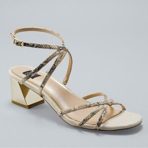 NWOB WHBM Snake-Embossed Strappy Sandals Sz 9.5 Snakeskin Leather Block Heel